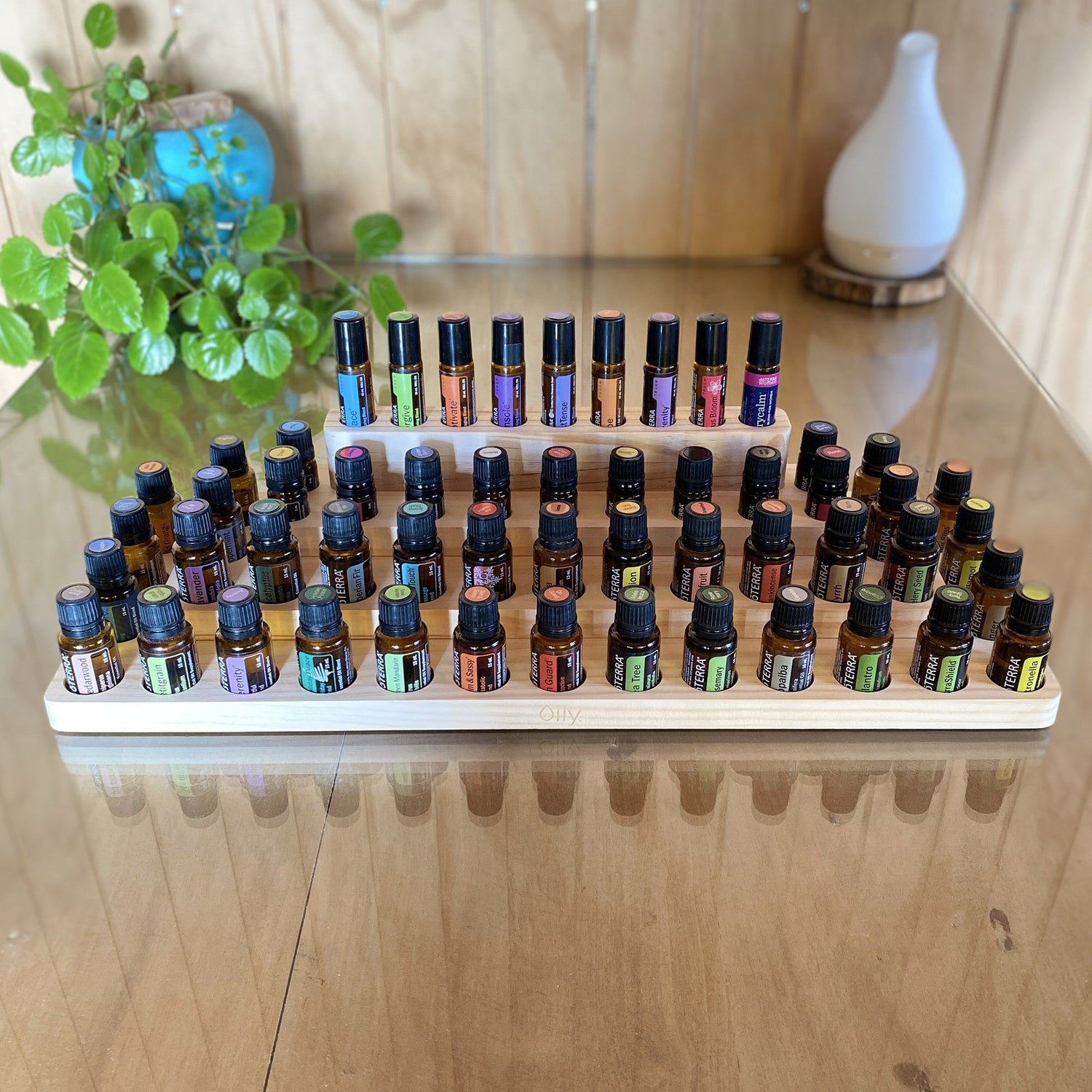 organizador display de madera para aceites esenciales doterra