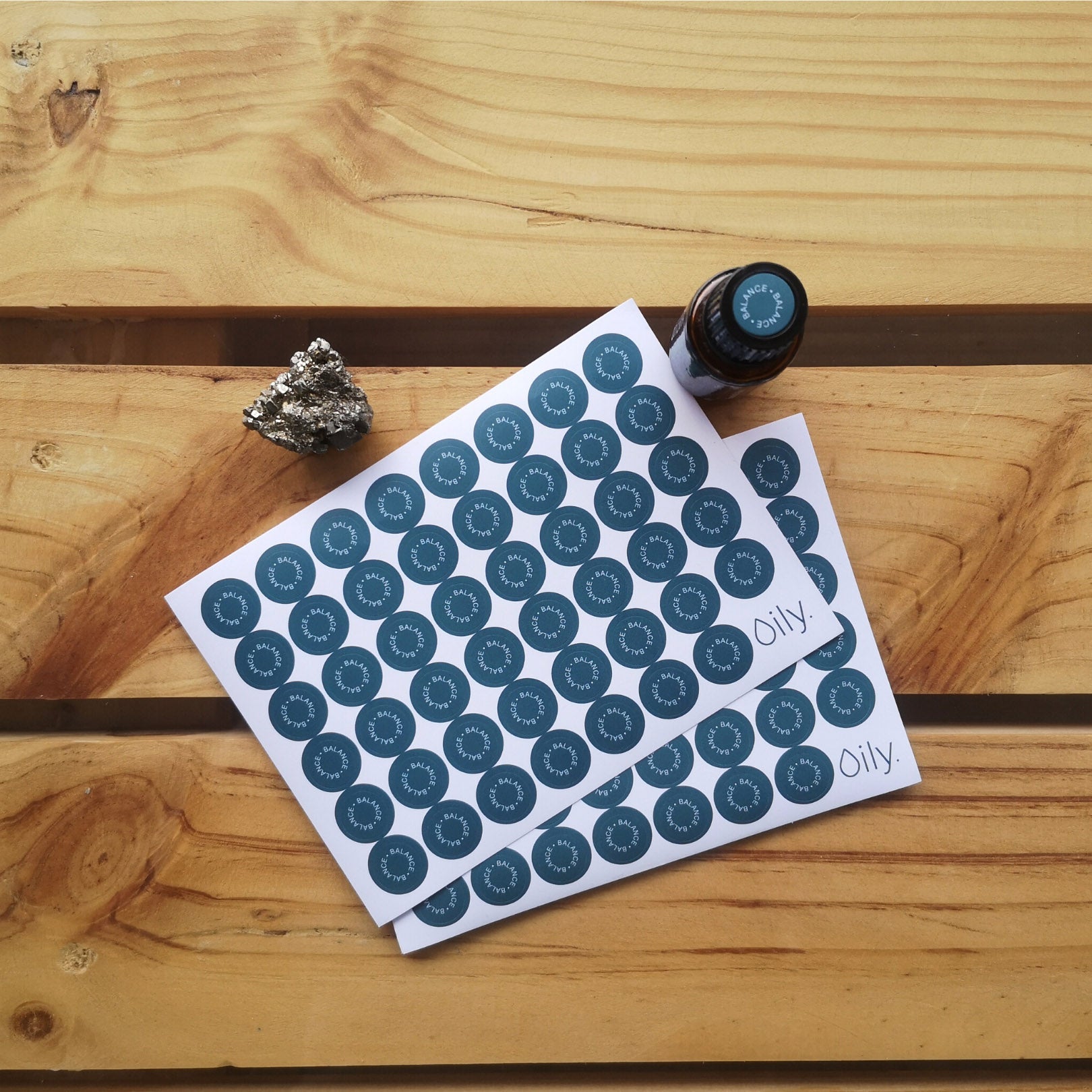 Láminas de pegatinas / stickers Oily para frascos de aceites esenciales