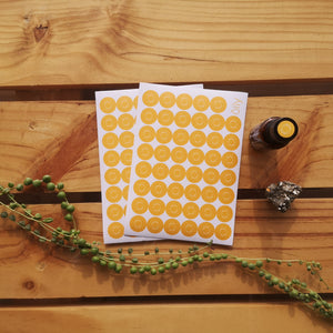 Láminas de pegatinas / stickers Oily para frascos de aceites esenciales
