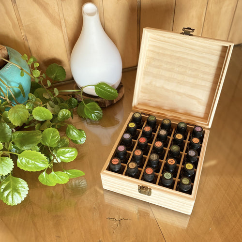 Organizador / display de madera para 25 aceites esenciales