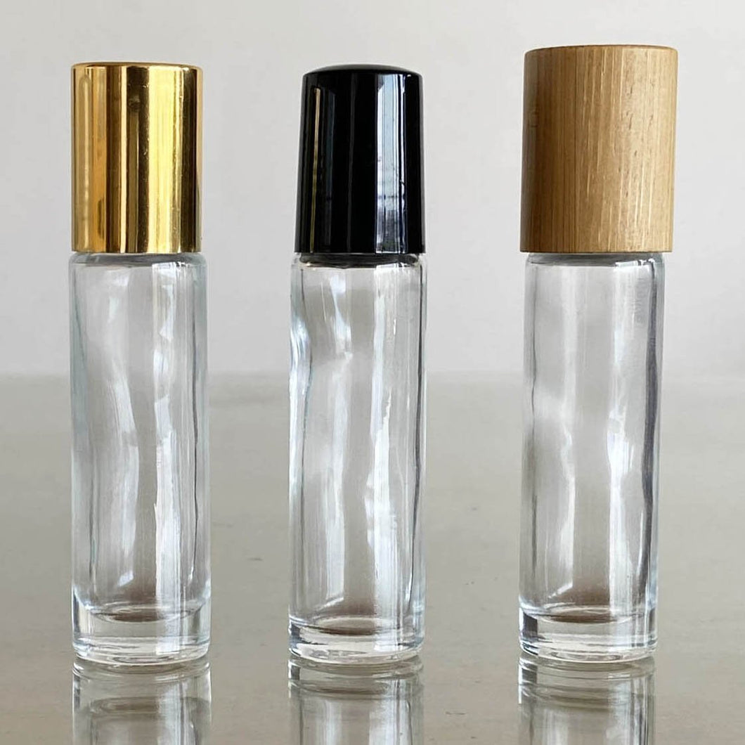 Botella / frasco de vidrio roll on 10ml, transparente -  unidad