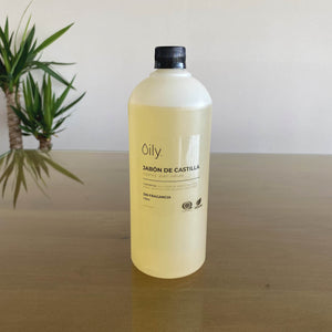 Jabón de Castilla líquido. Orgánico, 100% vegetal y sin fragancia. - Oily