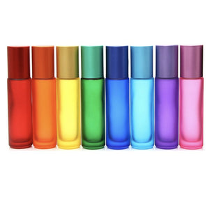 Set de 8 botellas de vidrio roll on arcoíris de 10ml - Oily